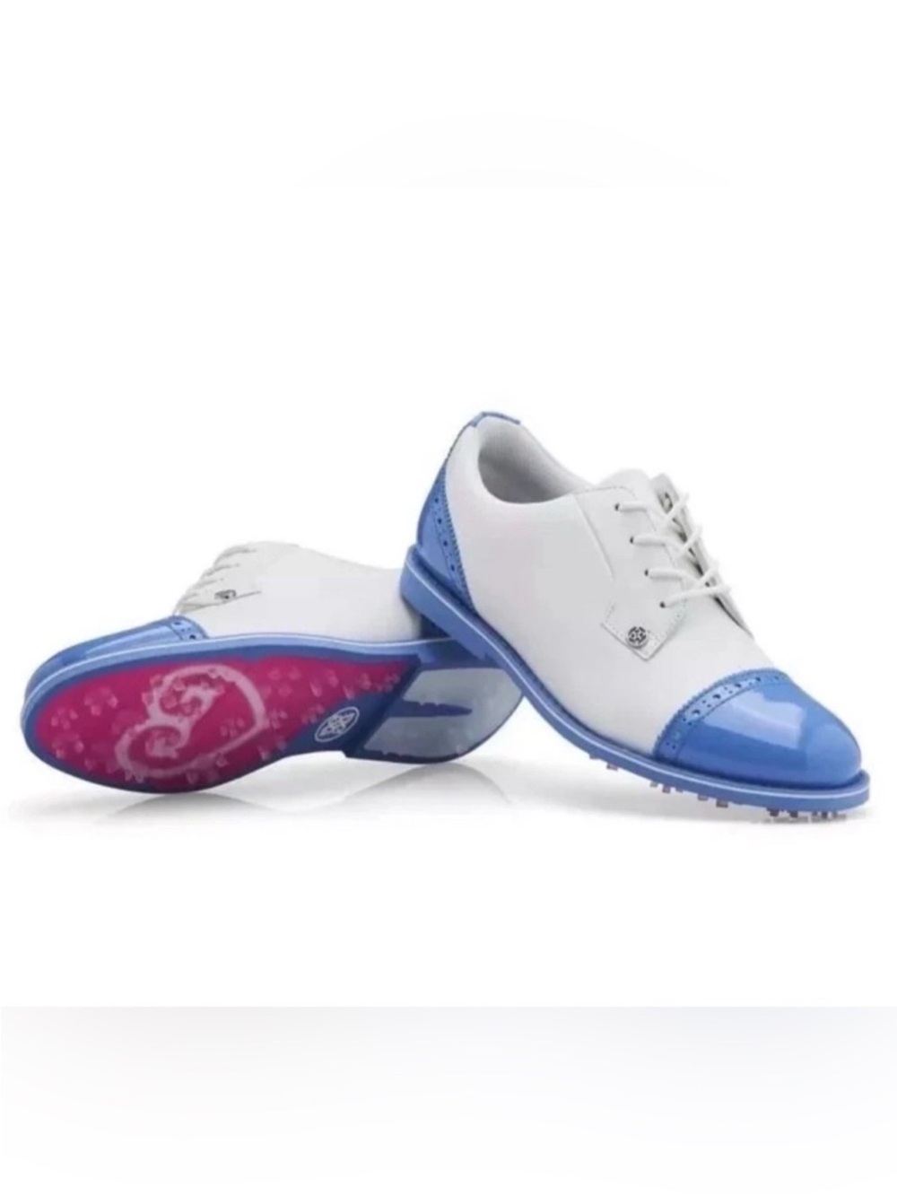 G/FORE Womens Gallivanter Cap Toe Golf Shoes Size 5.5 Snow Vista Blue Spikes NWT
